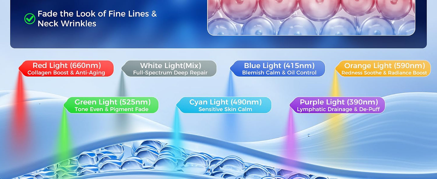 Masajeador LED para Rostro y Cuello | Antiarrugas con Luz Roja y Vibración