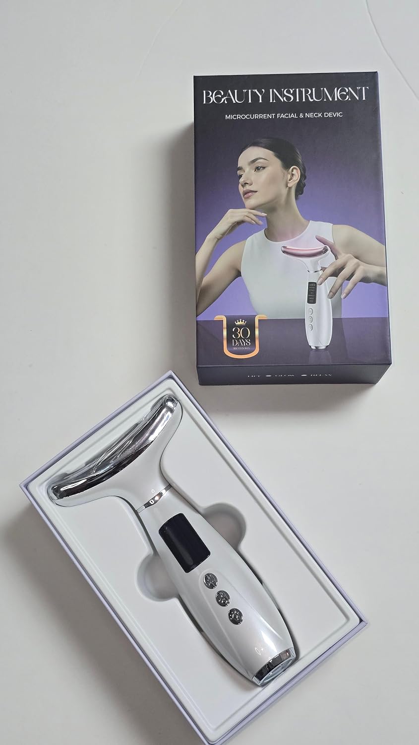 Masajeador LED para Rostro y Cuello | Antiarrugas con Luz Roja y Vibración