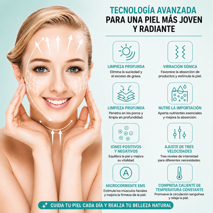 Masajeador LED para Rostro y Cuello | Antiarrugas con Luz Roja y Vibración